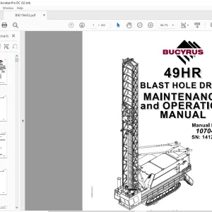 Cat Bucyrus 49HR Blast Hole Drill Maintenance & Operation Manual SN 141293 - PDF DOWNLOAD