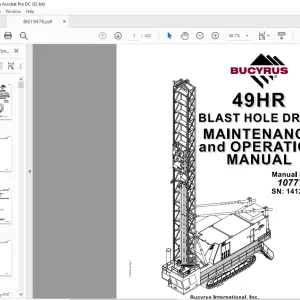 Cat Bucyrus 49HR Blast Hole Drill Maintenance & Operation Manual SN 141297 - PDF DOWNLOAD