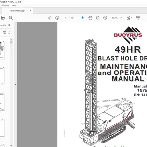Cat Bucyrus 49HR Blast Hole Drill Maintenance & Operation Manual SN 141301 - PDF DOWNLOAD