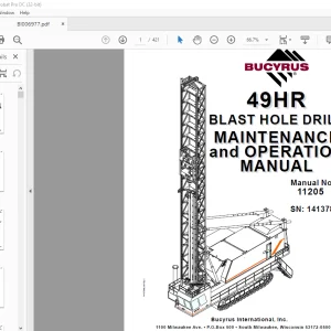 Cat Bucyrus 49HR Blast Hole Drill Maintenance & Operation Manual SN 141378 - PDF DOWNLOAD