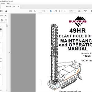 Cat Bucyrus 49HR Blast Hole Drill Maintenance & Operation Manual SN 141378 - PDF DOWNLOAD
