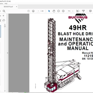 Cat Bucyrus 49HR Blast Hole Drill Maintenance & Operation Manual SN 141380 - PDF DOWNLOAD