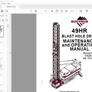 Cat Bucyrus 49HR Blast Hole Drill Maintenance & Operation Manual SN 141380 - PDF DOWNLOAD