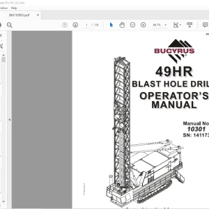 Cat Bucyrus 49HR Blast Hole Drill Operator's Manual SN 141173 - PDF DOWNLOAD
