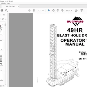 Cat Bucyrus 49HR Blast Hole Drill Operator's Manual SN 141306 - PDF DOWNLOAD