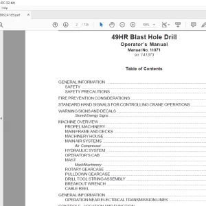 Cat Bucyrus 49HR Blast Hole Drill Operator's Manual SN 141373 - PDF DOWNLOAD