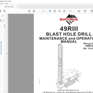 Cat Bucyrus 49RIII Blast Hole Drill Maintenance & Operation Manual SN 141076 - PDF DOWNLOAD