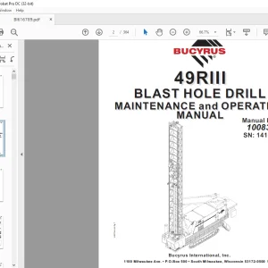 Cat Bucyrus 49RIII Blast Hole Drill Maintenance & Operation Manual SN 141077 - PDF DOWNLOAD