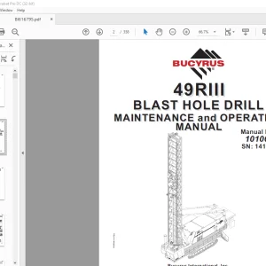 Cat Bucyrus 49RIII Blast Hole Drill Maintenance & Operation Manual SN 141092  - PDF DOWNLOAD