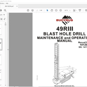 Cat Bucyrus 49RIII Blast Hole Drill Maintenance & Operation Manual SN 141129 - PDF DOWNLOAD