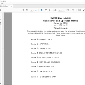 Cat Bucyrus 49RIII Blast Hole Drill Maintenance & Operation Manual SN 141134 - PDF DOWNLOAD