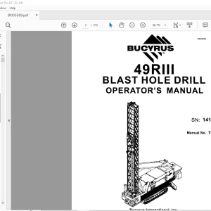 Cat Bucyrus 49RIII Blast Hole Drill Operator's Manual SN 141069 - PDF DOWNLOAD