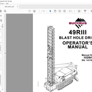 Cat Bucyrus 49RIII Blast Hole Drill Operator's Manual SN 141160 - PDF DOWNLOAD