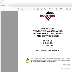 Cat Bucyrus 5 6 8 10 12 & 14 OPERATION, PREVENTIVE MAINTENANCE, TROUBLESHOOTING, & SERVICE GUIDE MANUAL BI000829