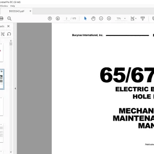 Cat Bucyrus 65R 67R Electric Blast Hole Drill Mechanical Maintenance Manual BI005543 - PDF DOWNLOAD