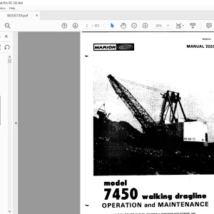 Cat Bucyrus 7450 Walking Dragline Operation & Maintenance Manual BI006709 - PDF DOWNLOAD