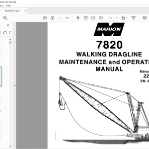 Cat Bucyrus 7820 Walking Dragline Maintenance & Operation Manual BI005975 - PDF DOWNLOAD