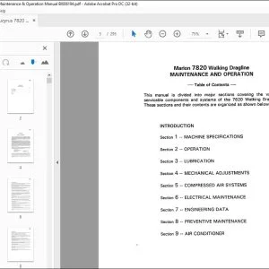 Cat Bucyrus 7820 Walking Dragline Maintenance & Operation Manual BI006194 - PDF DOWNLOAD
