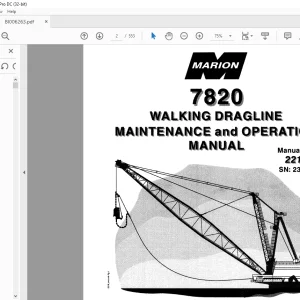 Cat Bucyrus 7820 Walking Dragline Maintenance & Operation Manual SN 23359 - PDF DOWNLOAD