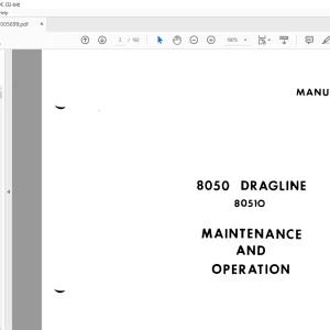 Cat Bucyrus 8050 Dragline Maintenance & Operation Manual 80510 - PDF DOWNLOAD