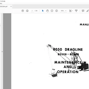 Cat Bucyrus 8050 Dragline Maintenance & Operation Manual SN 80508 - 80509 - PDF DOWNLOAD