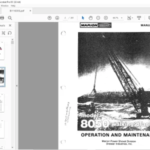 Cat Bucyrus 8050 Walking Dragline Operation & Maintenance Manual BI116005 - PDF DOWNLOAD