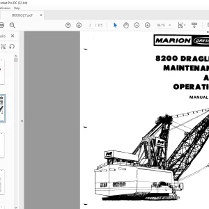 Cat Bucyrus 8200 Dragline Maintenance & Operation Manual BI006327 - PDF DOWNLOAD