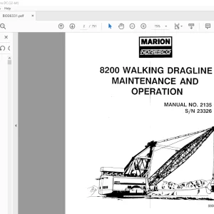Cat Bucyrus 8200 Walking Dragline Maintenance & Operation Manual SN 23326 - PDF DOWNLOAD