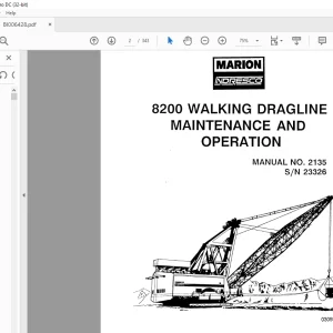 Cat Bucyrus 8200 Walking Dragline Maintenance & Operation Manual SN 23326 - PDF DOWNLOAD