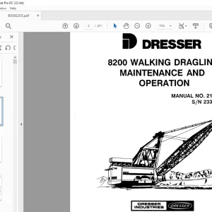 Cat Bucyrus 8200 Walking Dragline Maintenance & Operation Manual SN 23326 - PDF DOWNLOAD