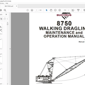 Cat Bucyrus 8750 Walking Dragline Maintenance & Operation Manual SN 141278 - PDF DOWNLOAD