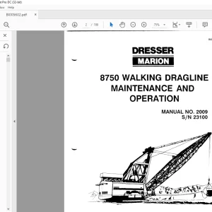 Cat Bucyrus 8750 Walking Dragline Maintenance & Operation Manual SN 23100 - PDF DOWNLOAD