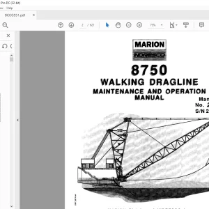 Cat Bucyrus 8750 Walking Dragline Maintenance & Operation Manual SN 23331 - PDF DOWNLOAD