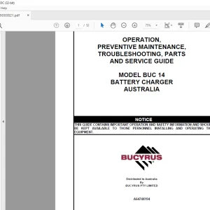 Cat Bucyrus BUC 14 Operation, Maintenance, Troubleshooting, Parts & Service Manual BI000821 - PDF DOWNLOAD