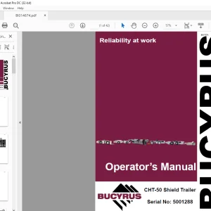 Cat Bucyrus CHT-50 Shield Trailer Operator's Manual SN 5001288 - PDF DOWNLOAD