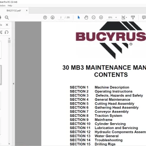 Cat Bucyrus Delta SBD 30MB3 Maintenance Manual BI620102 - PDF DOWNLOAD