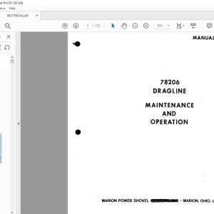 Cat Bucyrus Dresser 78206 Dragline Maintenance & Operation Manual BI379604 - PDF DOWNLOAD