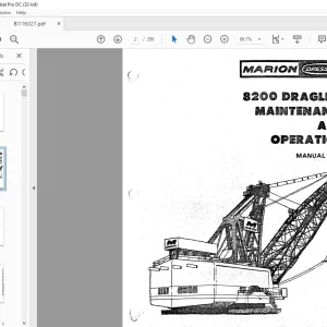 Cat Bucyrus Dresser 8200 Dragline Maintenance & Operation Manual BI116027 - PDF DOWNLOAD