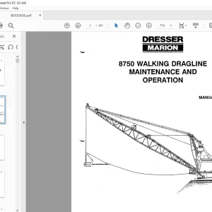 Cat Bucyrus Dresser 8750 Walking Dragline Maintenance & Operation Manual SN 23204 - PDF DOWNLOAD