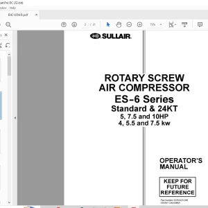 Cat Bucyrus ES-6 Series Standard & 24KT 5, 7.5 & 10HP 4, 5.5 & 7.5 kw ROTARY SCREW AIR COMPRESSOR OPERATOR'S MANUAL - PDF DOWNLOAD