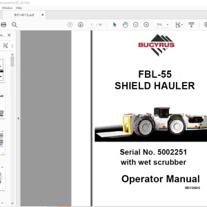 Cat Bucyrus FBL-55 Shield Hauler Operator Manual SN 5002251 - PDF DOWNLOAD