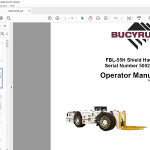 Cat Bucyrus FBL-55H Shield Hauler Operator Manual SN 5002445 - PDF DOWNLOAD