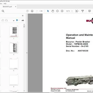 Cat Bucyrus Feeder Breaker 7MFBHM-48DD Operation and Maintenance Manual SN54-2185 - PDF DOWNLOAD