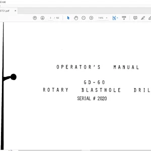 Cat Bucyrus GD-60 Rotary Blasthole Drill Operator's Manual - PDF DOWNLOAD