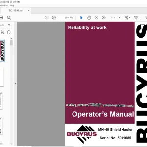 Cat Bucyrus MH-40 Shield Hauler Operator's Manual SN 5001685 - PDF DOWNLOAD