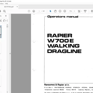 Cat Bucyrus Rapier W700E Walking Dragline Operators Manual BI379760 - PDF DOWNLOAD