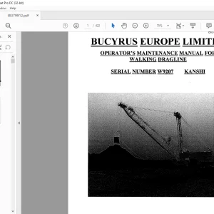 Cat Bucyrus Rapier W700E Walking Dragline Operator's Manual BI379912 - PDF DOWNLOAD
