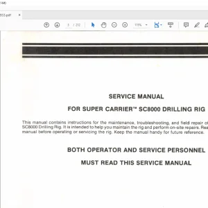 Cat Bucyrus SC8000 Drilling Rig Super Carrier Service Manual BI009933 - PDF DOWNLOAD