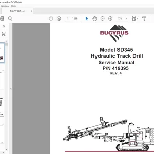 Cat Bucyrus SD345 Hydraulic Track Drill Service Manual PN 419395 - PDF DOWNLOAD