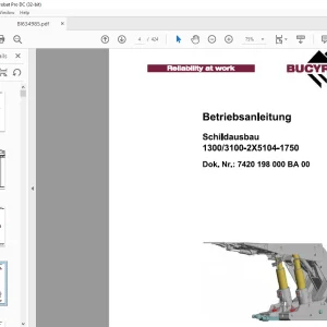Cat Bucyrus Schildausbau 1300/3100-2X5104-1750 Betriebsanleitung BI634985 - PDF DOWNLOAD (German)